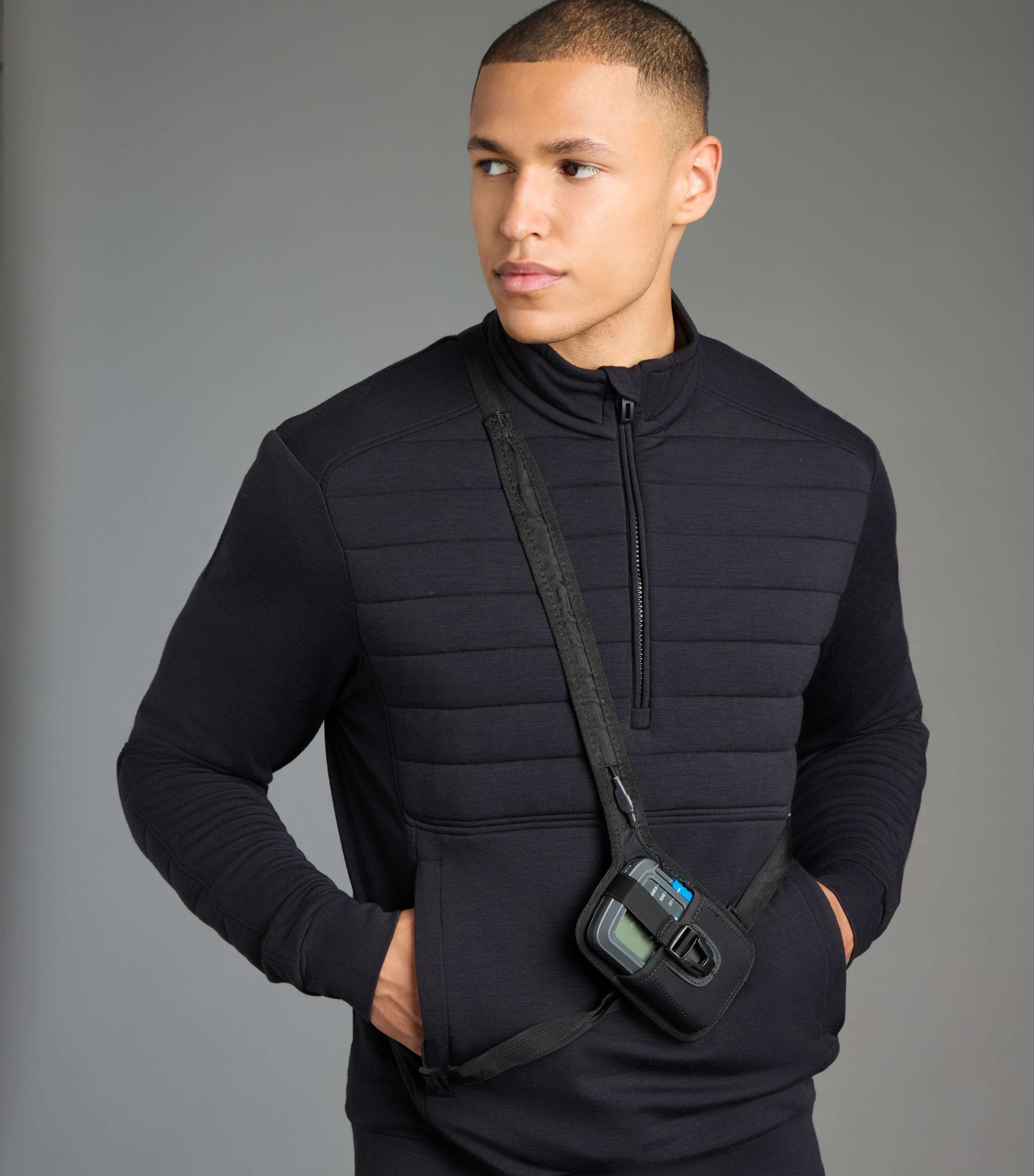 PADDED ZIP TURTLENECK