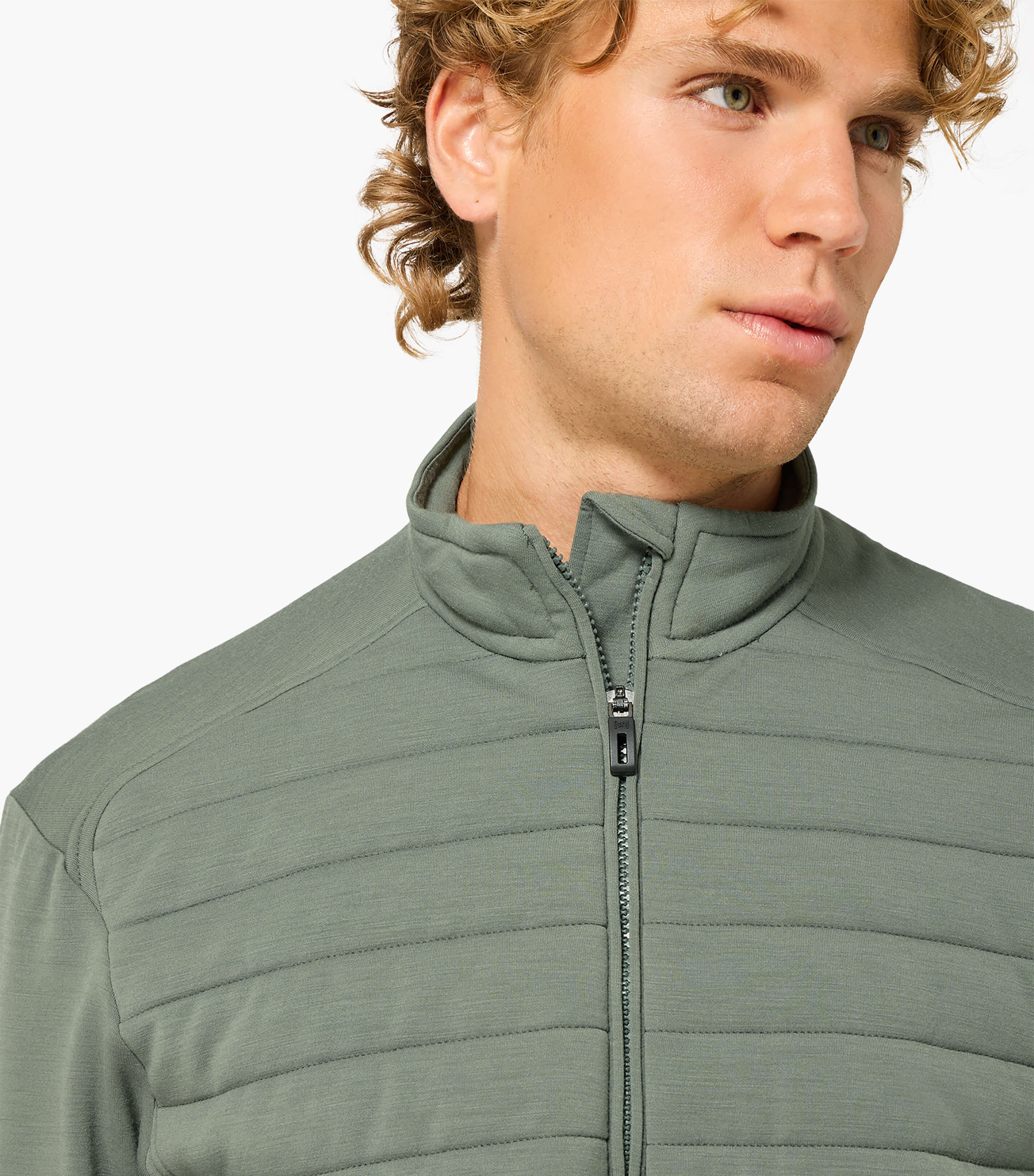 PADDED ZIP TURTLENECK